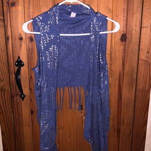 Girls blue Vest M Justice Fringe